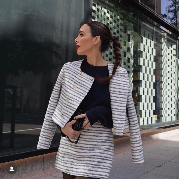 ZARA striped textured cropped blazer blogger favorite - Picture 5 of 10